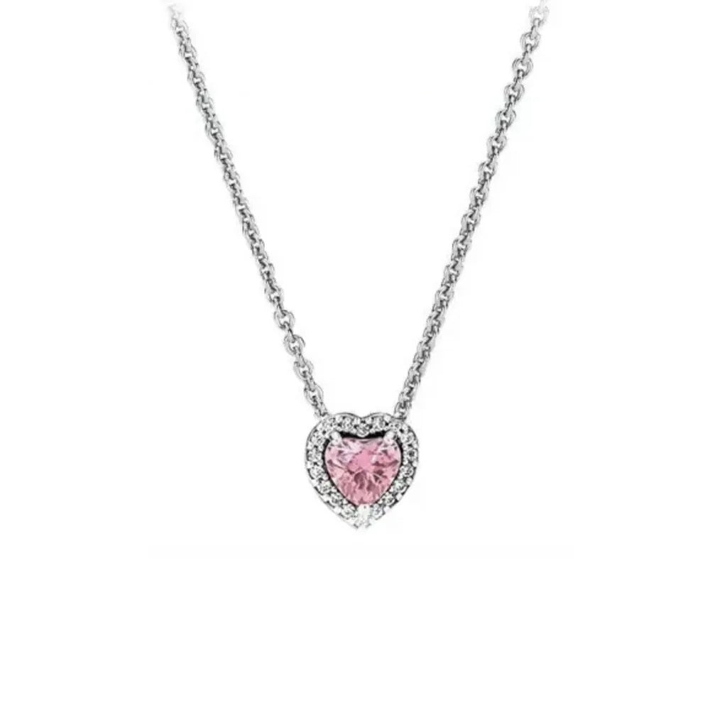 Silver Necklace with Pink Zircon Elegance and Shine