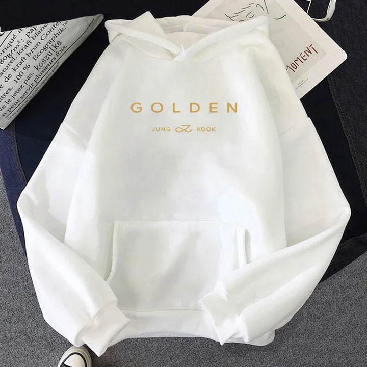 White Jungkook Hoodie GOLDEN