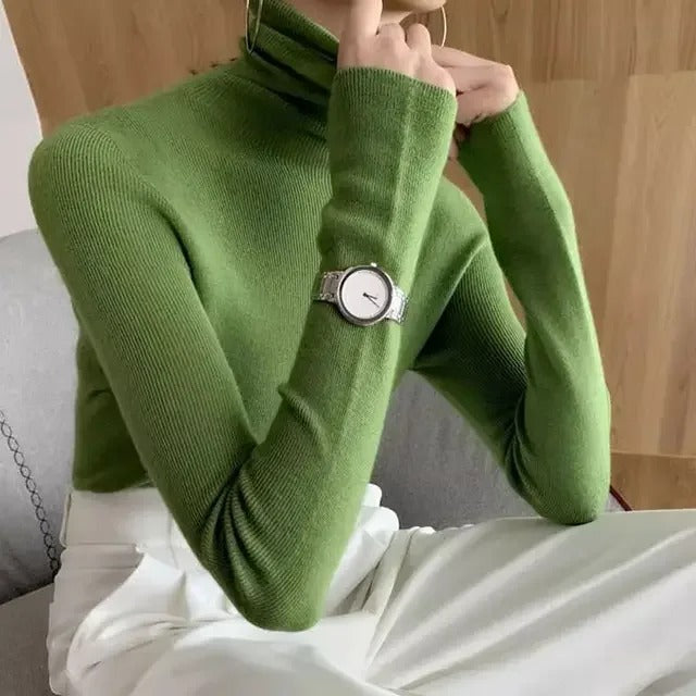 Turtleneck Sweater Green Soft Fall Winter