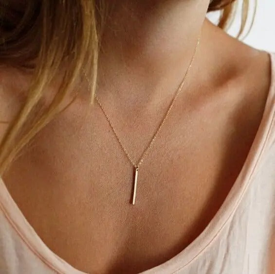 Gold Minimalist Necklace with Geometric Pendant