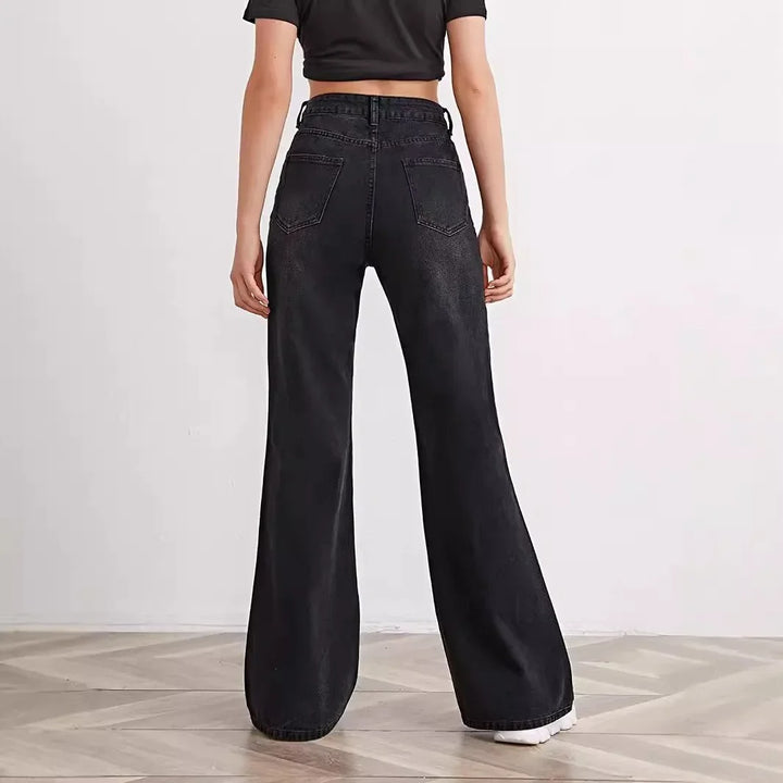 Black High Waist Straight Leg Loose Jeans