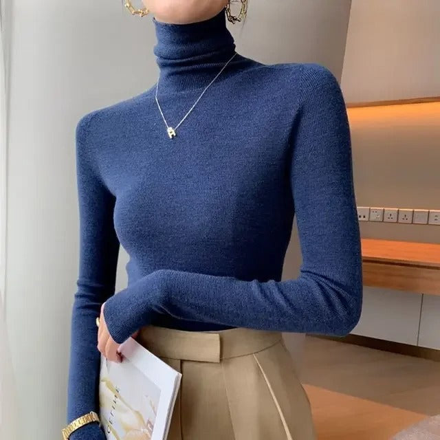 Turtleneck Sweater Navy Blue Soft Fall Winter