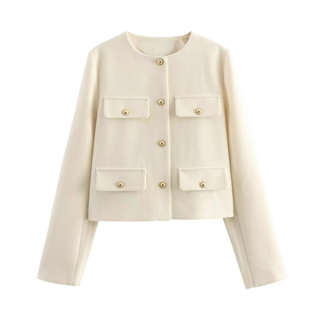 Beige Short Jacket with Buttons