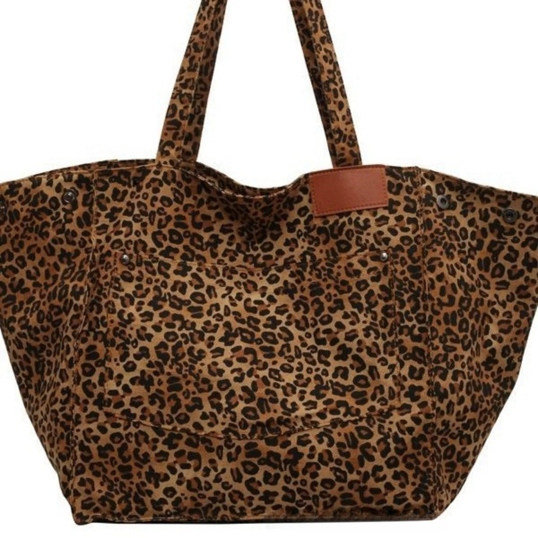 Dark Brown Trendy Retro Style Tote Bag with Spotted Pattern