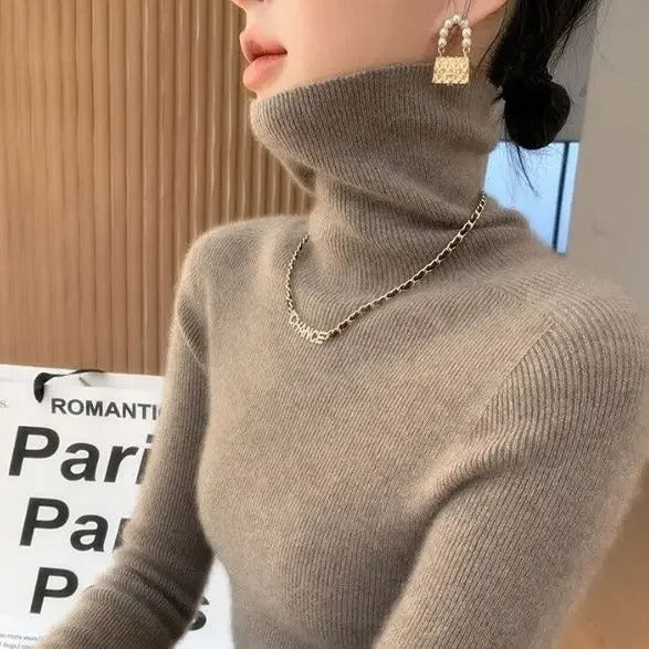 Turtleneck Sweater Khaki Soft Fall Winter