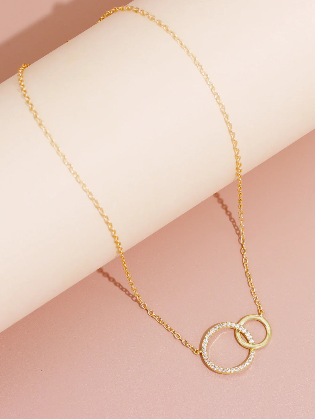 Gold Minimalist Double Ring Necklace 