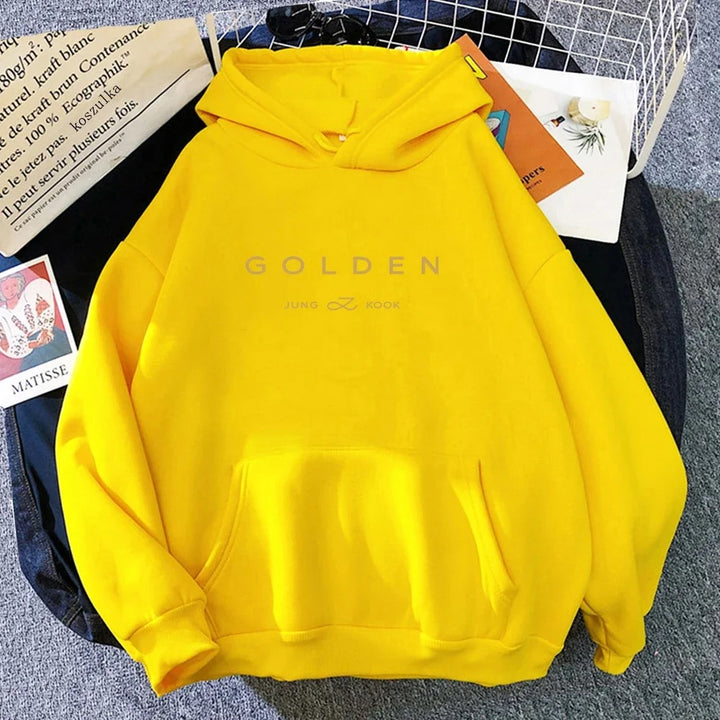 Żółta bluza z kapturem Jungkook GOLDEN