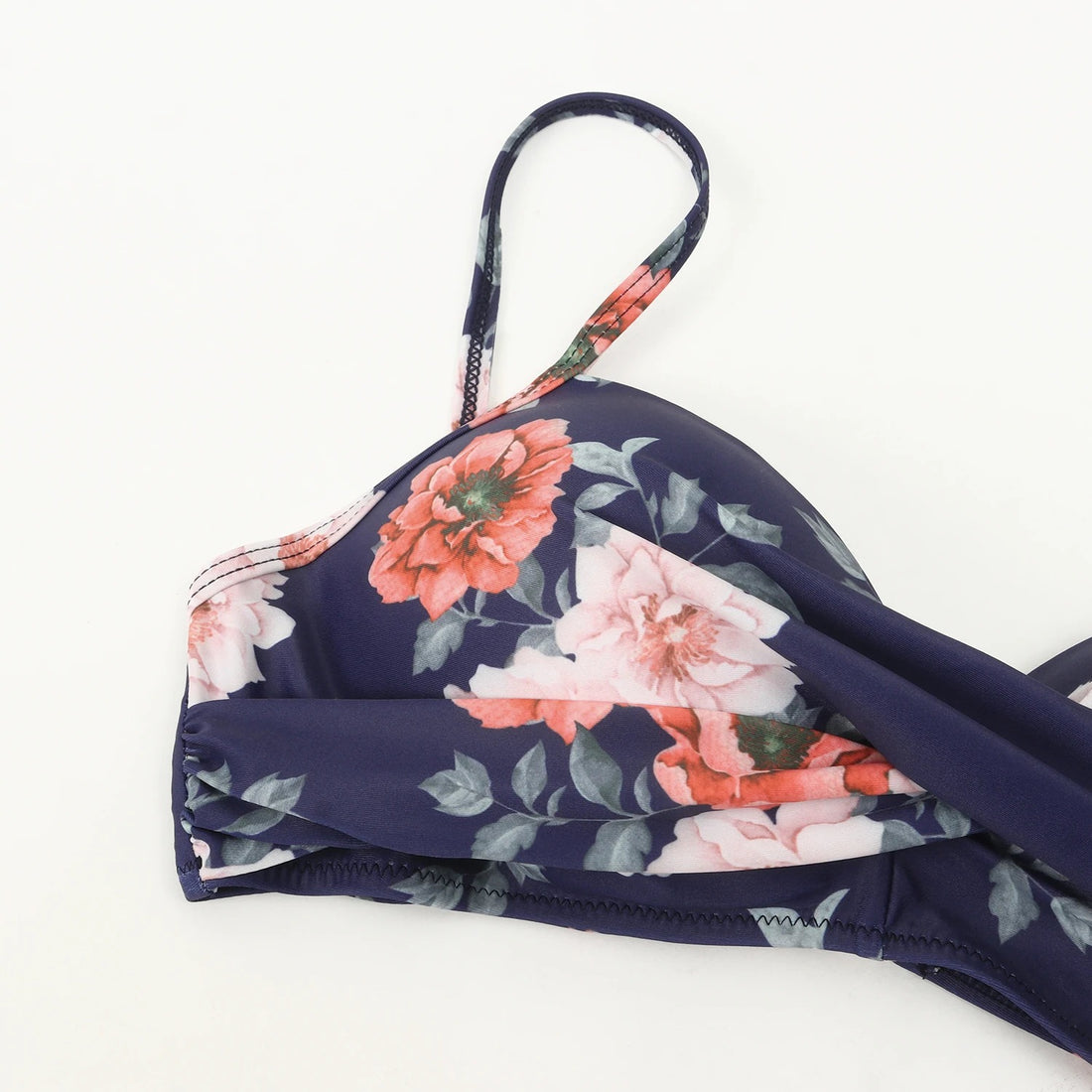 Navy Floral High Waist Push-Up Bikini