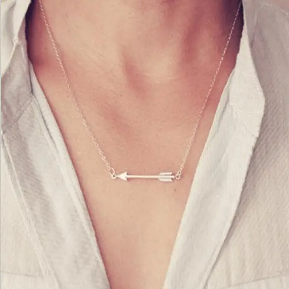 Silver Minimalist Arrow Necklace Symbol of Strength and Determination