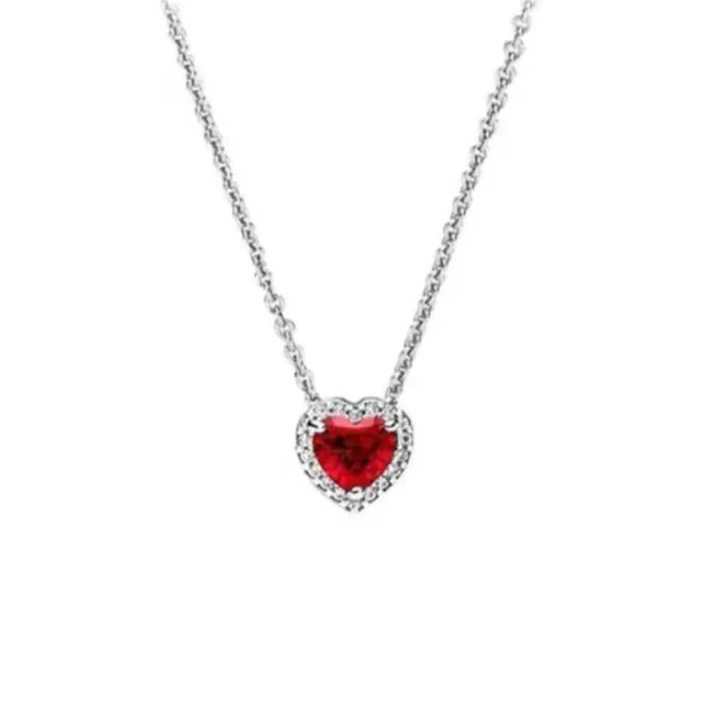 Heart Shaped Red Stone Necklace