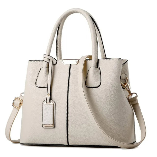 Beige Luxury Leather Shoulder Bag