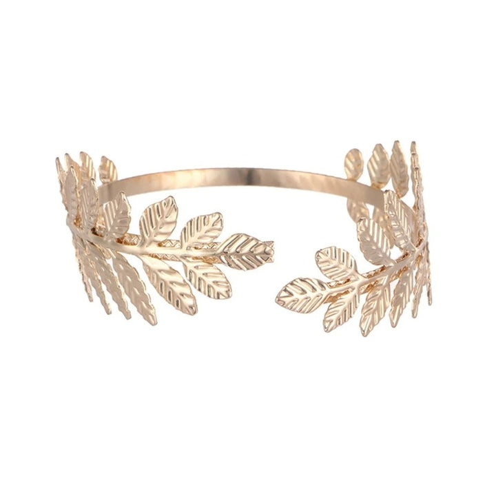 Gold Cuff Bracelet with Leaf Motif