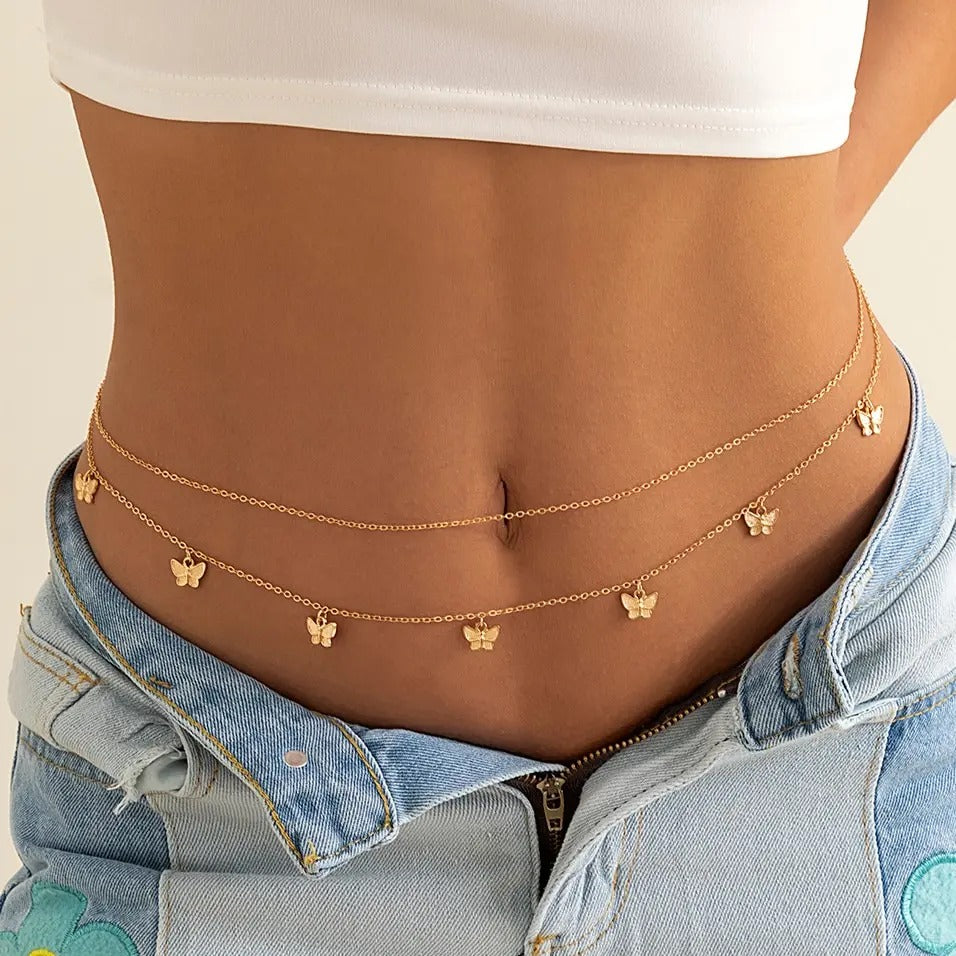 Gold Waist Chain with Butterflies