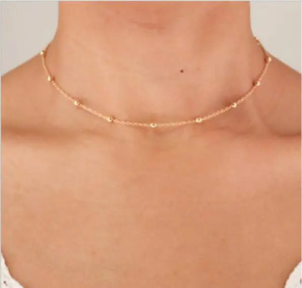 Gold Minimalist Choker with Delicate Balls