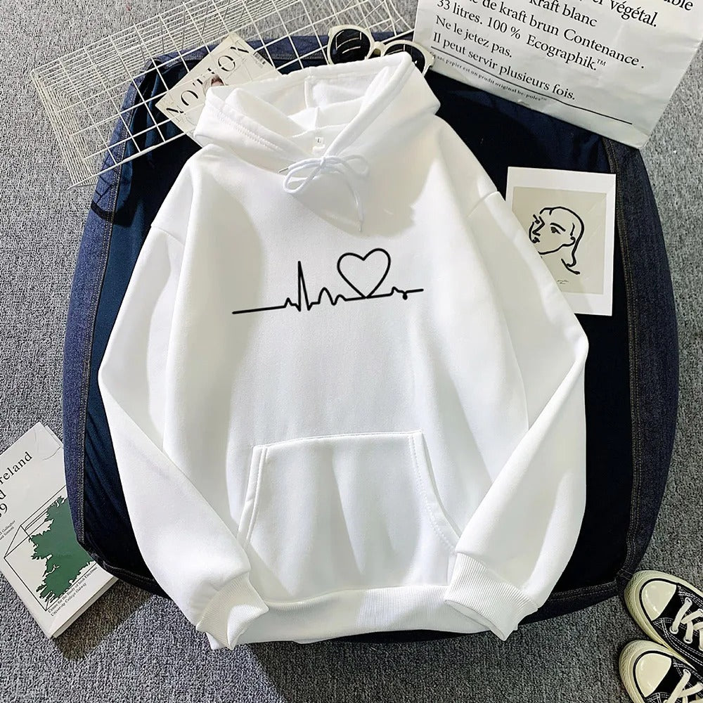 White Hood with Heart Print