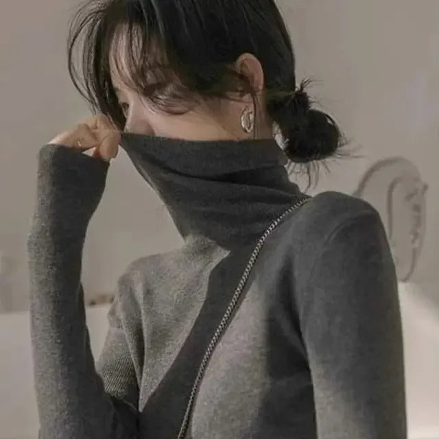 Turtleneck Sweater Dark Gray Soft Fall Winter