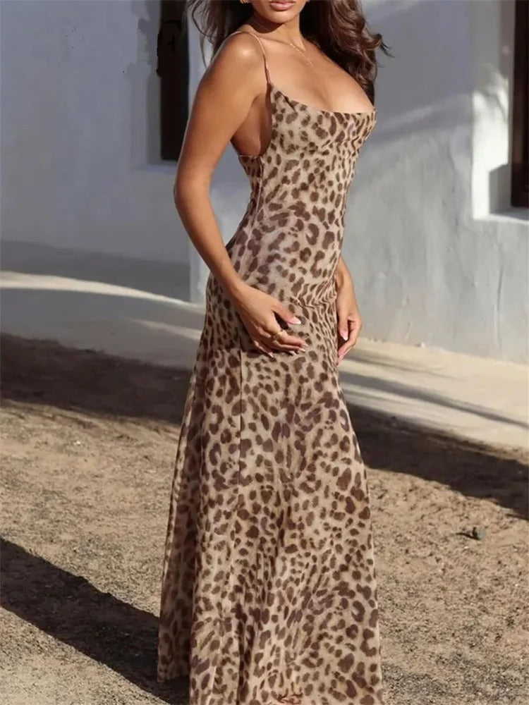 Leopard Slip Dress with Straps