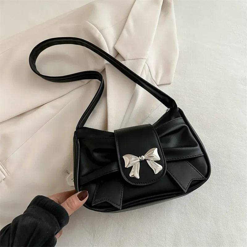 Black Fashion Shoulder Bag With Bow