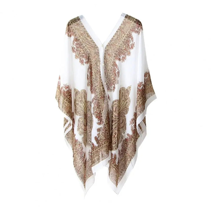 White Summer Scarf with UV Protection Chiffon Beach Shawl