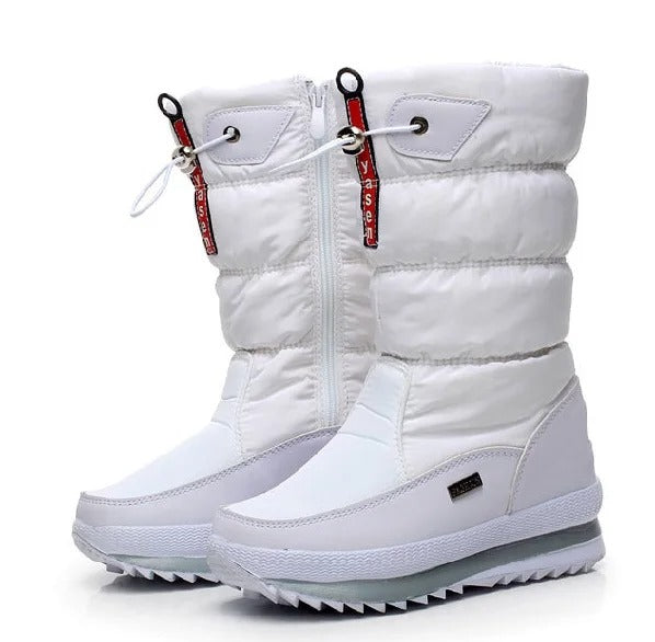 Ivory Platform Plush Snow Boots