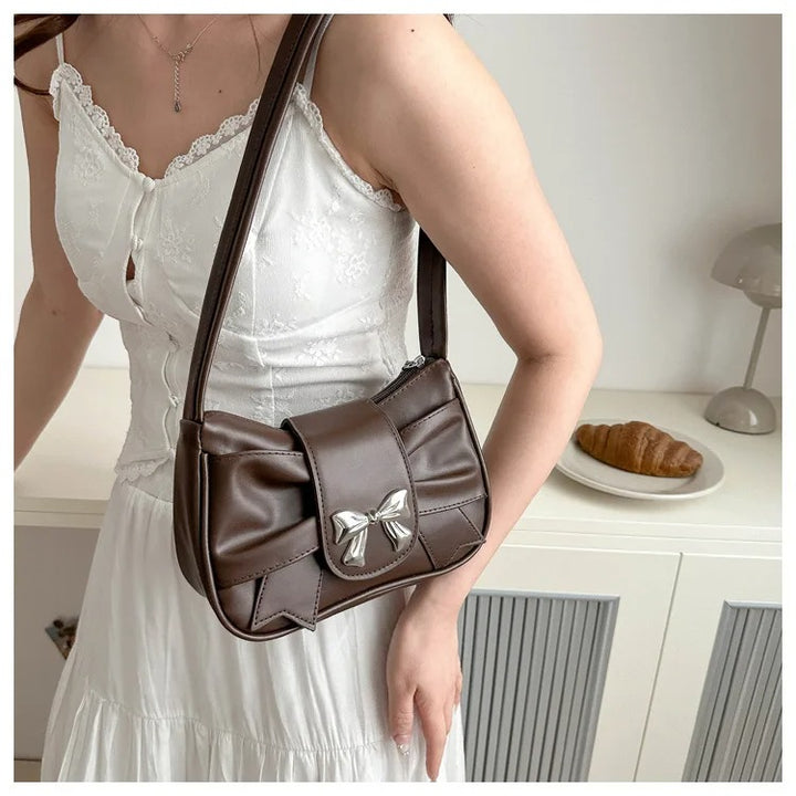 Brown Fashion Shoulder Bag With Bow