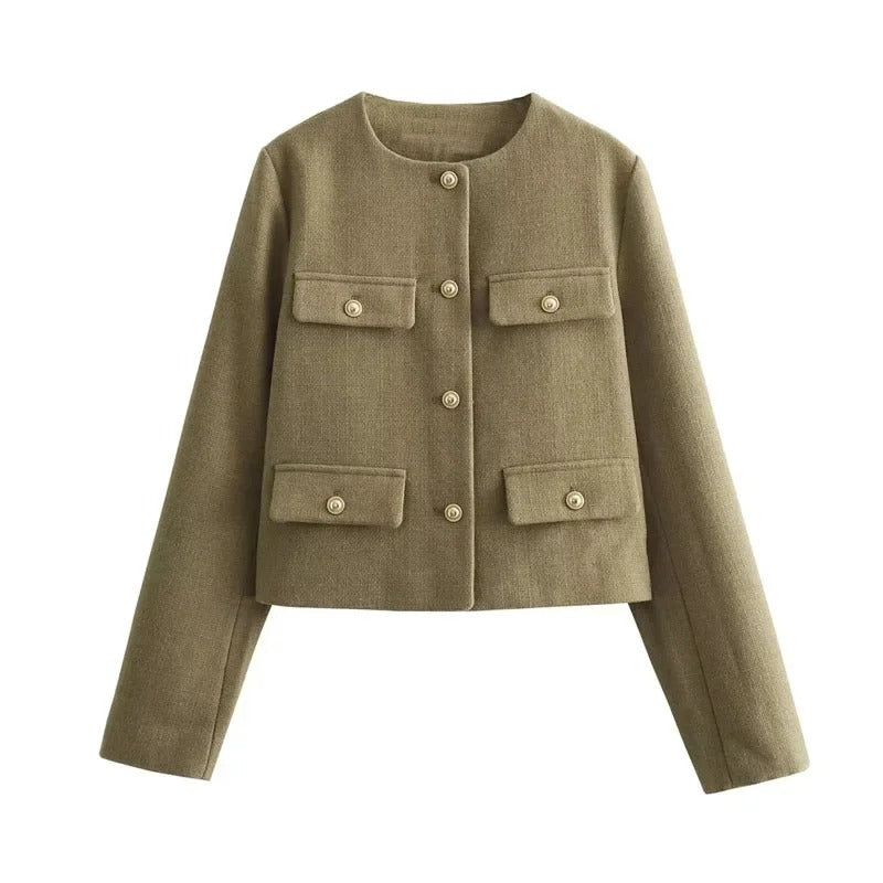 Khaki Short Button Jacket