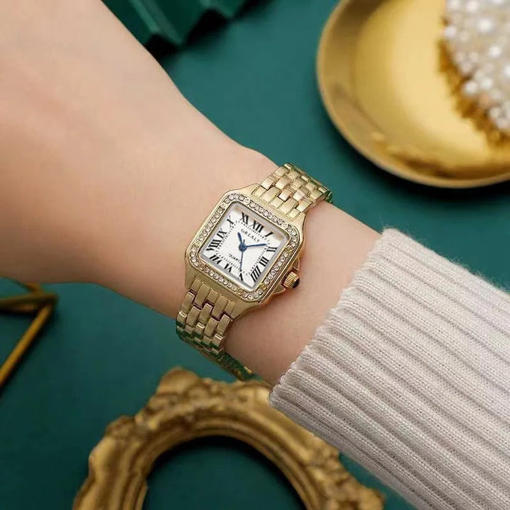 Gold Ladies Watch with Zircons