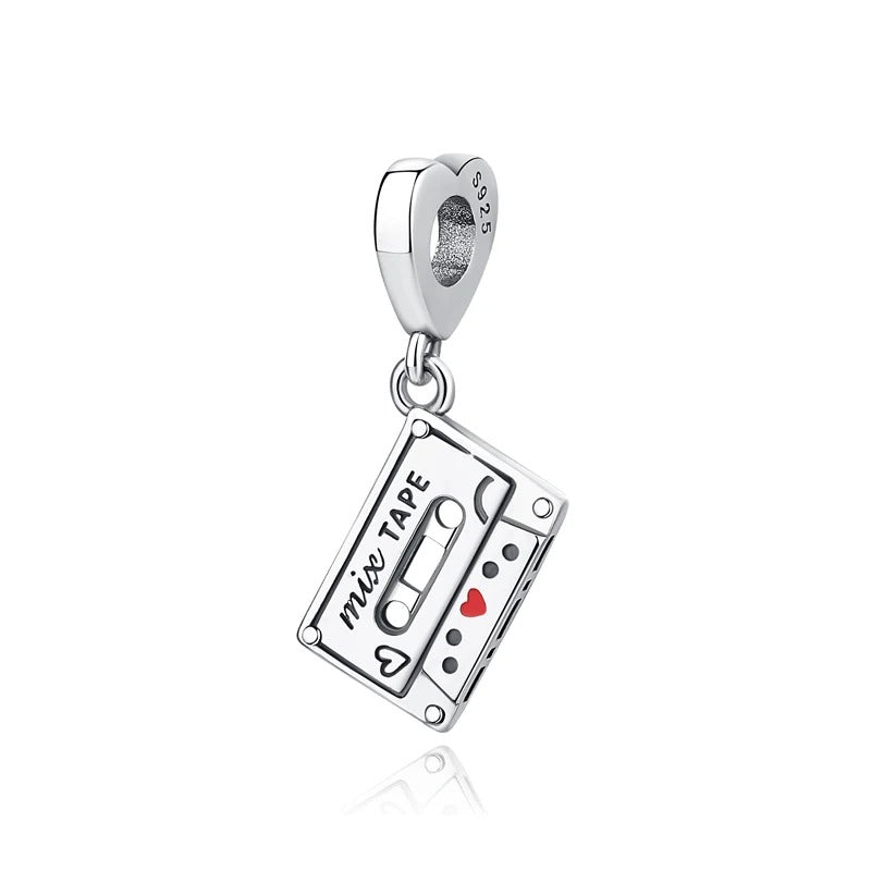 Silver Charm Pendant Cassette Mix Tape Music Symbol Retro