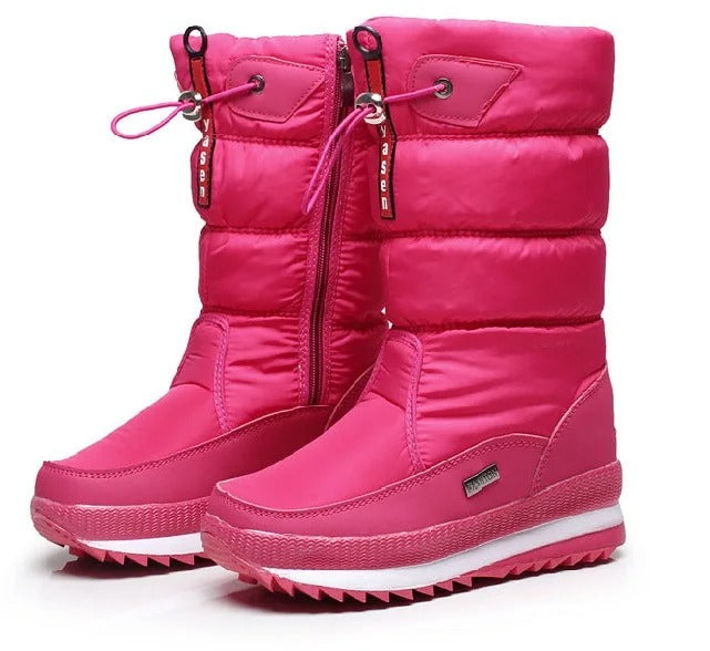 Pink Snow Boots on Platform with Warm Fur