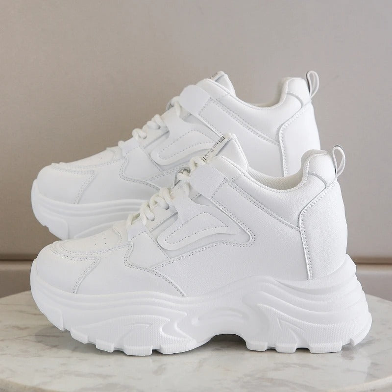 White Platform Sneakers Women Breathable