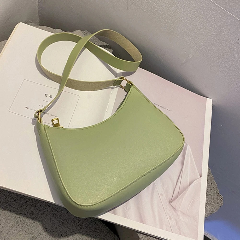 Retro PU Leather Shoulder Bag Green