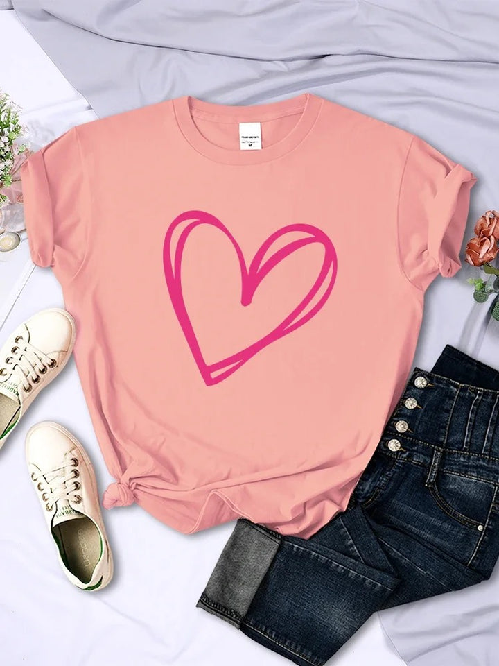 Pink Plus Size Pink Heart T-shirt