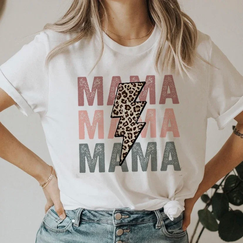 White T-shirt with MAMA print