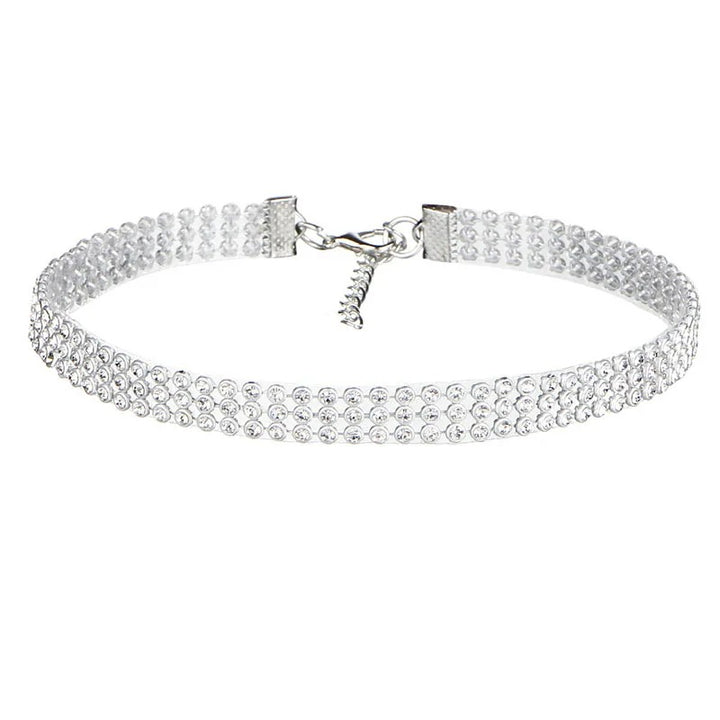 Biały Choker z Cyrkoniami w Stylu Hip Hop