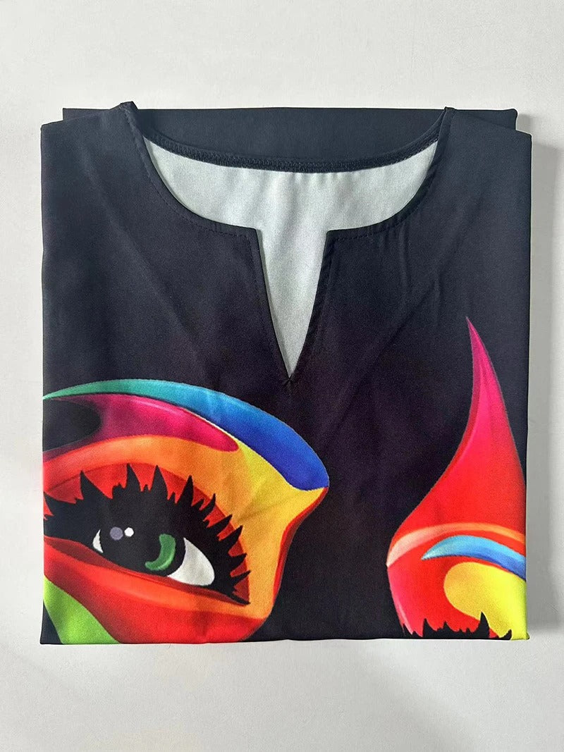 Black dress with art print