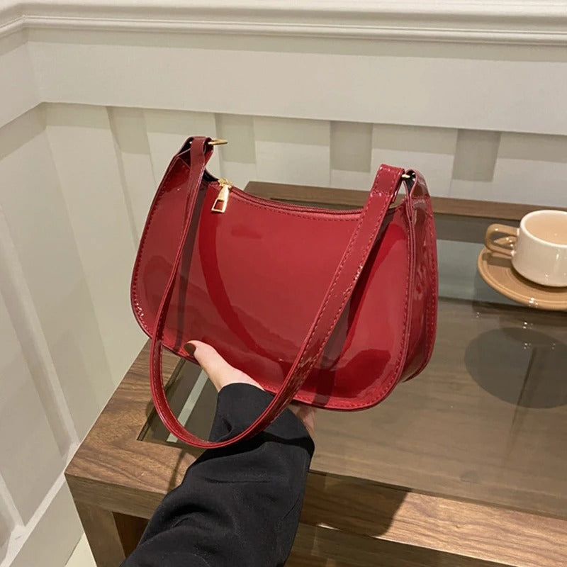 Retro PU Leather Shoulder Bag Red