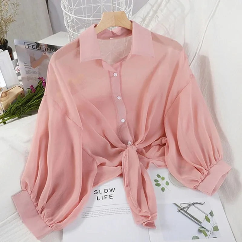 Pink Tie Blouse