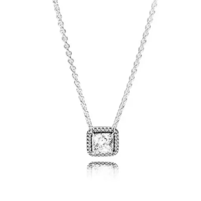 Necklace with Cubic Zirconia in Silver Frame