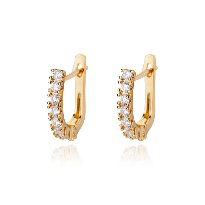 Gold Hoop Earrings with Cubic Zirconia Elegant Shine