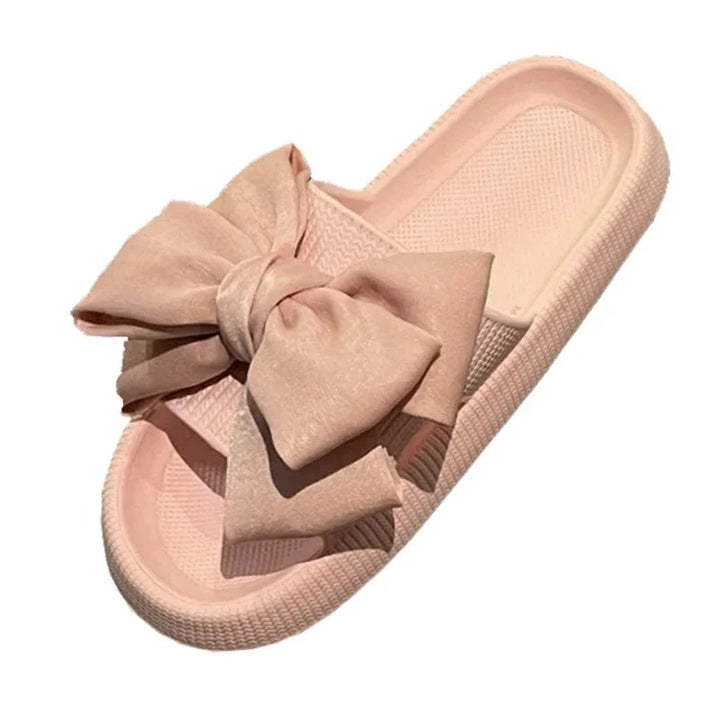 Pink High Heel Sandals with Thick Sole and Bow