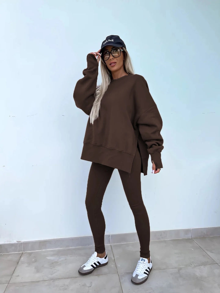 Brown oversized tracksuit set