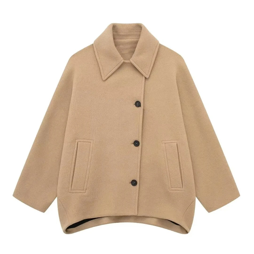 Khaki Single Breasted Wool Jacket