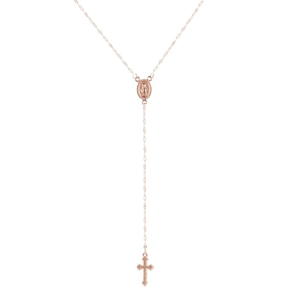 Rose Gold Rosary with Cross Modern and Sophisticated