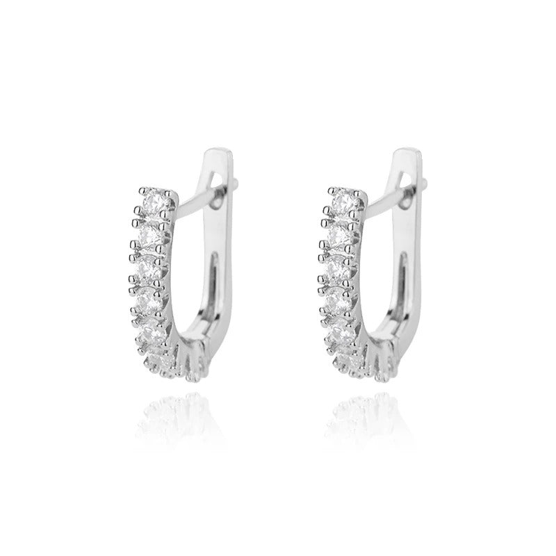 Silver Hoop Earrings with Cubic Zirconia Subtle Elegance