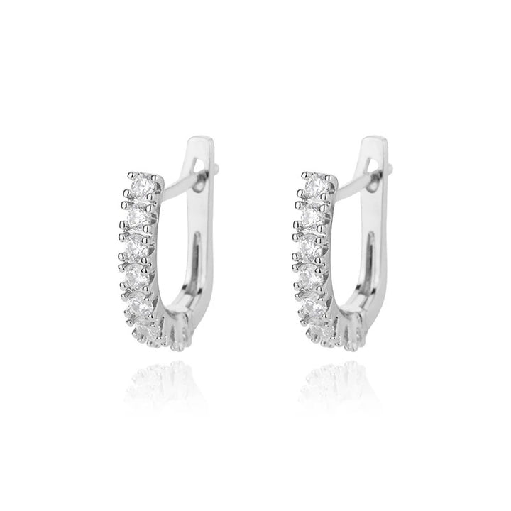 Silver Hoop Earrings with Cubic Zirconia Subtle Elegance