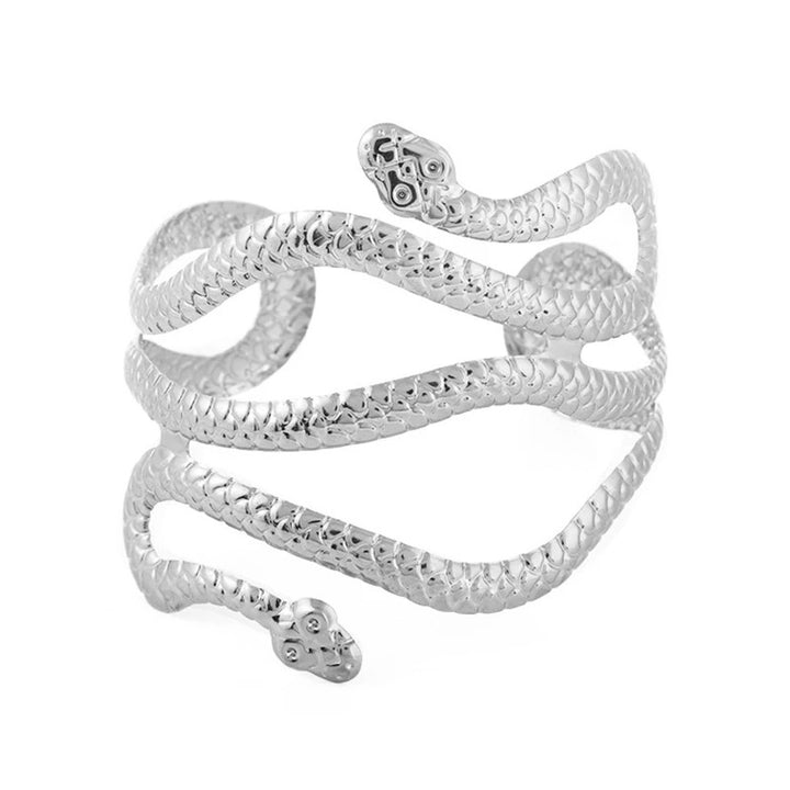 Silver Cuff Bracelet with Snake Motif