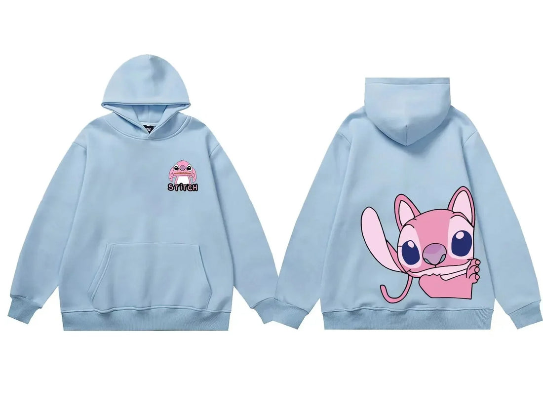 Bluza Stitch z Kapturem Błękitna