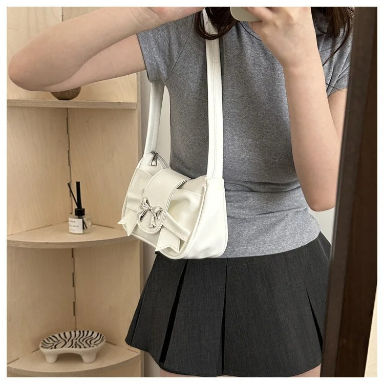 White Fashion Shoulder Bag With Bow