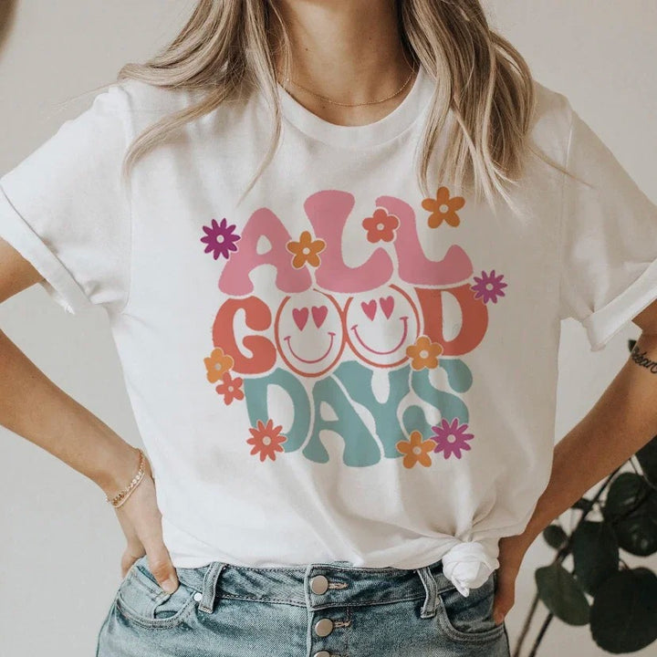 White T-shirt with All Good Days Print