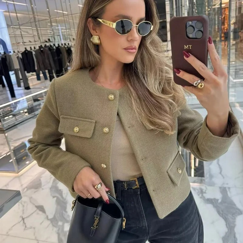 Khaki Short Button Jacket